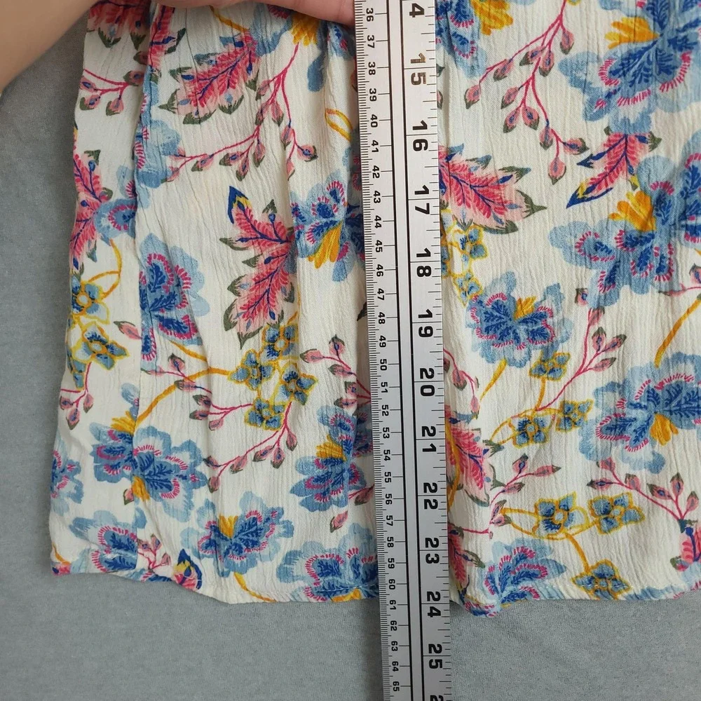 Old Navy Womens Crinkled Smocked Poet Swing Blouse Sz Large Floral Boho Peasant